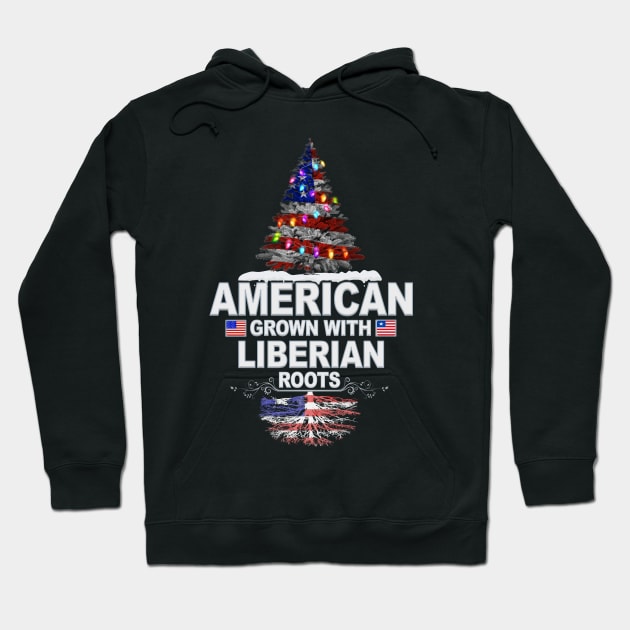 Christmas Tree  American Grown With Liberian Roots - Gift for Liberian From Liberia Hoodie by Country Flags